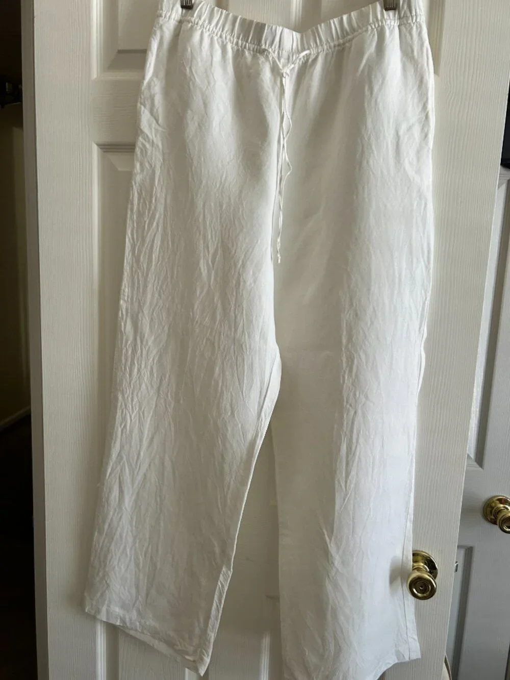 H&M White Linen Blend Wide Leg Pants